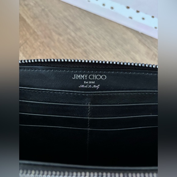 Jimmy Choo Black Leather Star Studded Zip Long Wallet - Picture 8 of 13